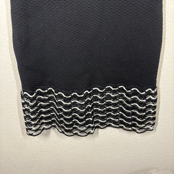 Lela Rose Size Medium Wave Lace Off The Shoulder Sweater Dress Black Wool - Picture 6 of 8